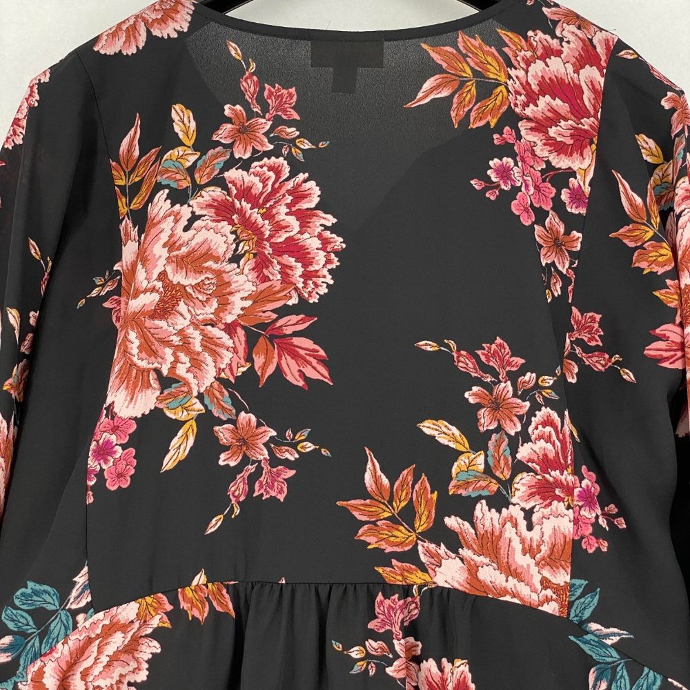 Style & Co Womens Blouse Top Plus Size Black Floral Long Sleeve Crochet Paisley - Picture 7 of 7